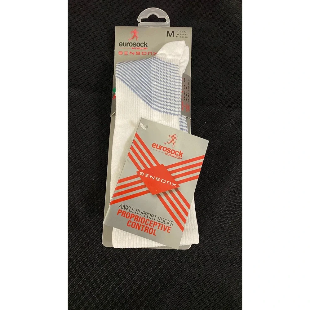 Eurosock Sensory Crew White Cloudy Compression Socks Size M Made in Italy NWT